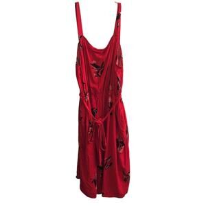 Ava Viv Red Floral Tie waist Sun Dress Size 3X